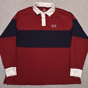Fabletics R&R‎ Paneled Long Sleeve Rugby Shirt Men's XXL Red Relaxed 100% Cotton